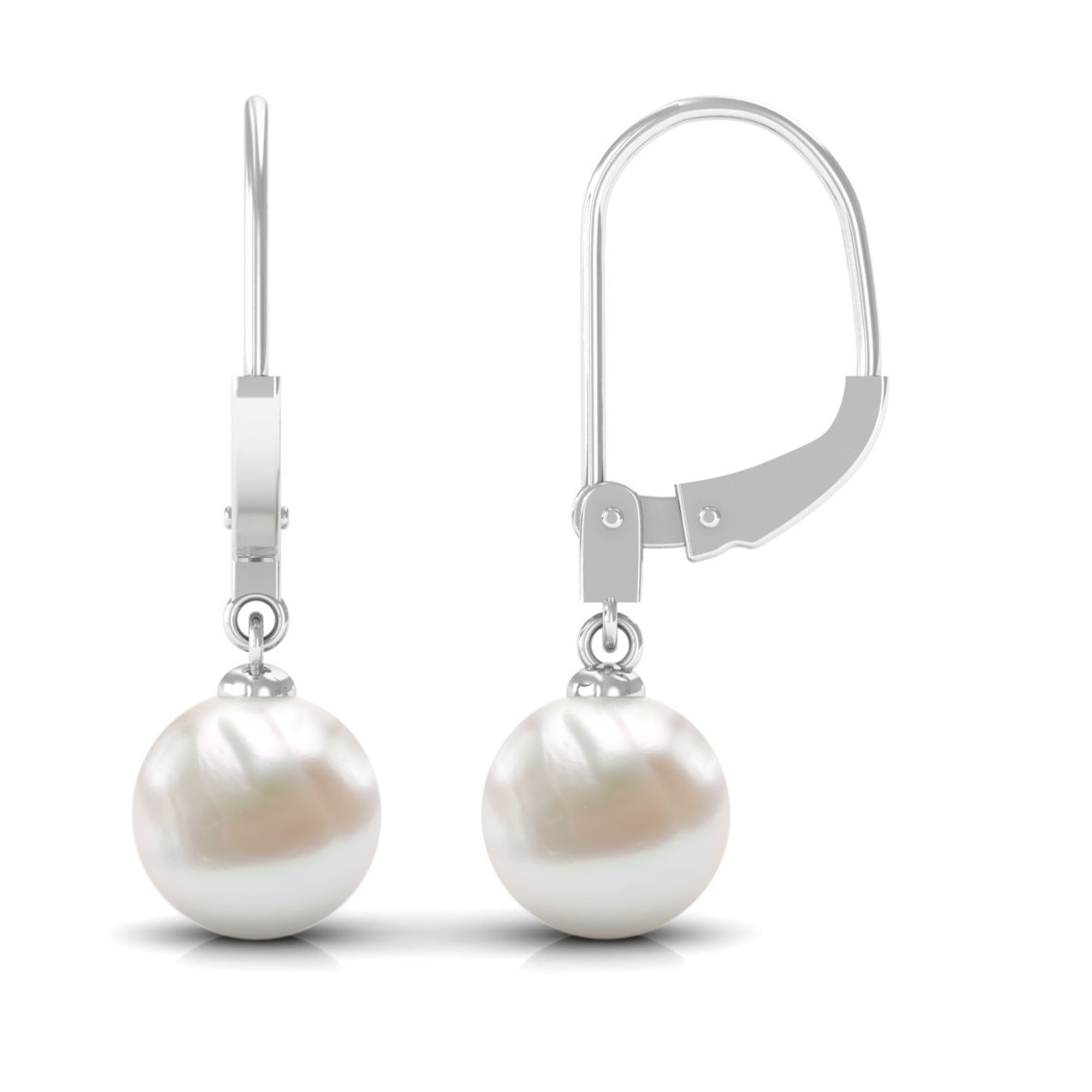 Arisha Jewels-White Pearl Drop Earrings with Lever Back Closure