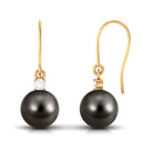 Arisha Jewels-Solitaire Tahitian Pearl Drop Earrings with Diamond