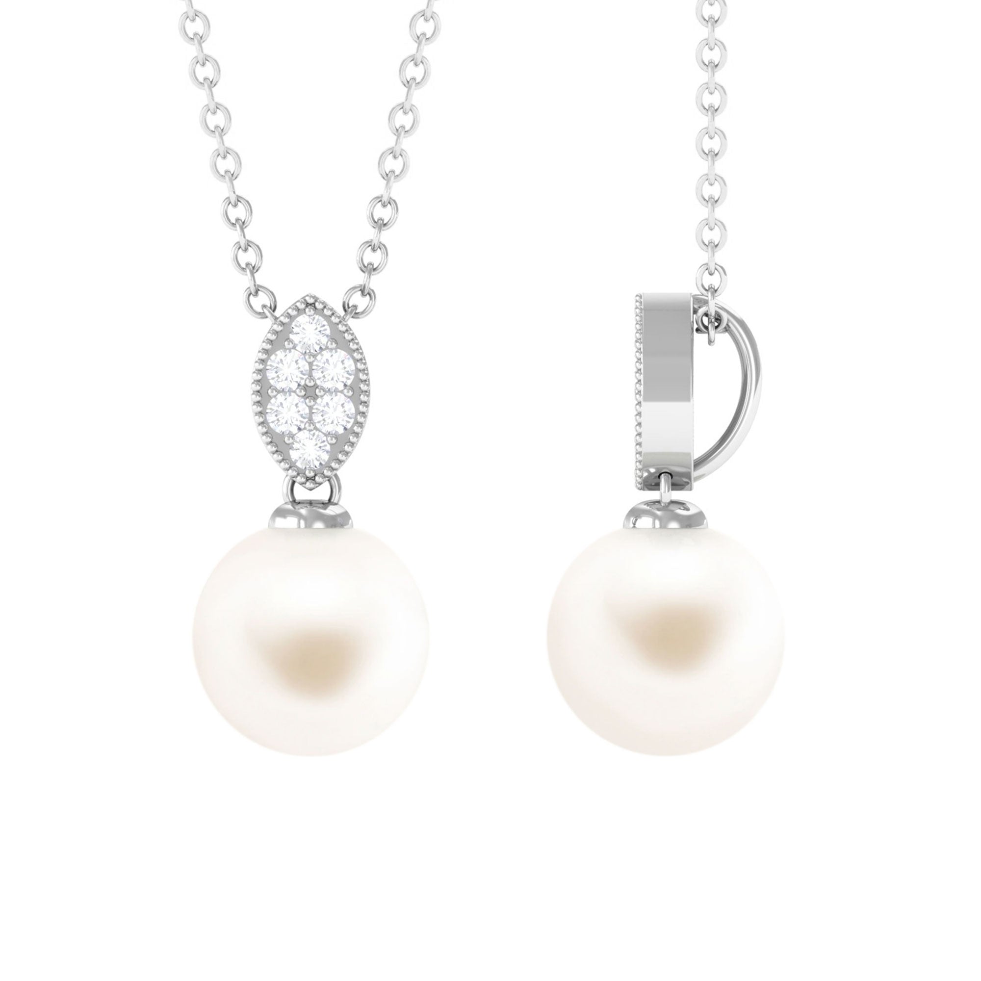 Arisha Jewels-Handpicked Freshwater Pearl Pendant with Diamond