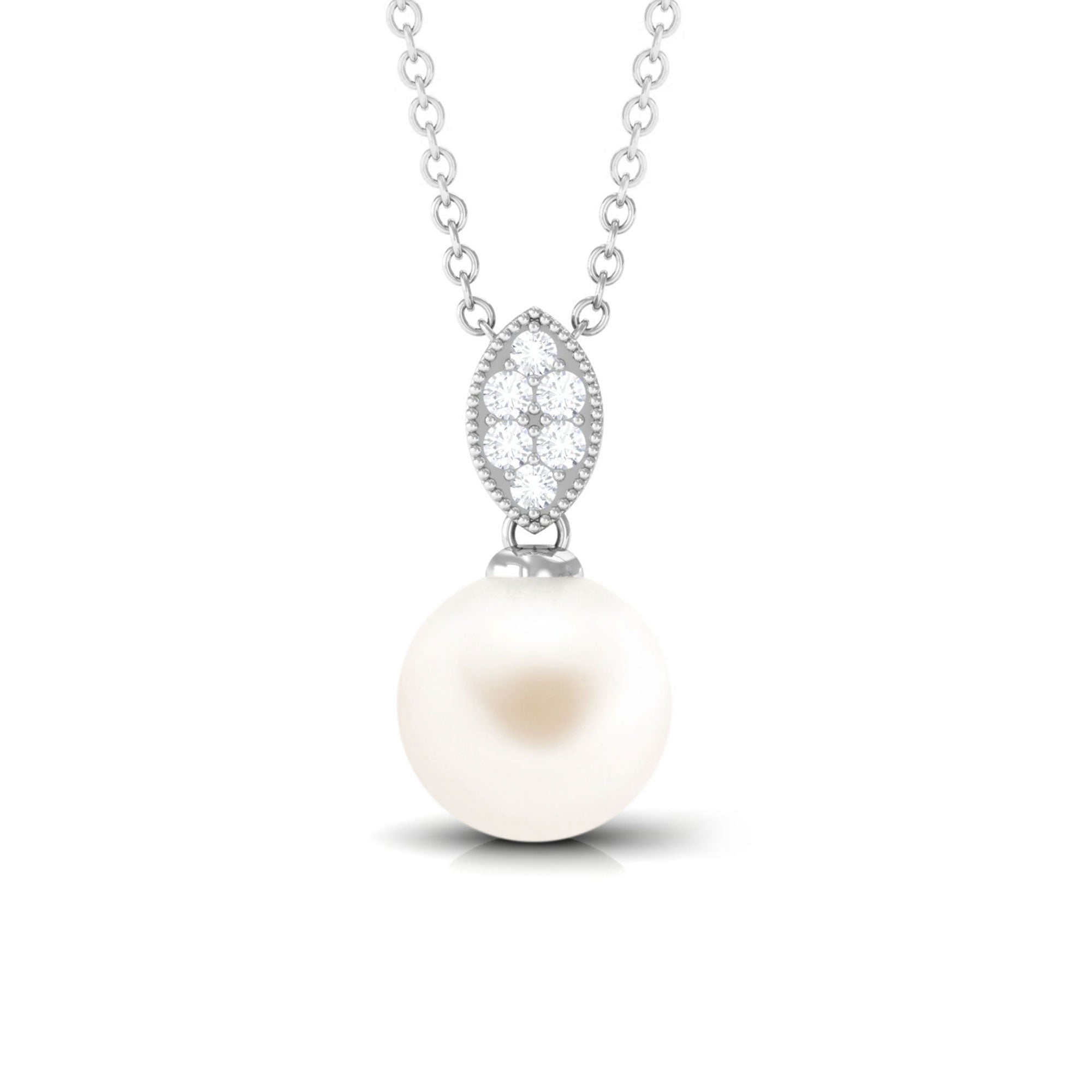 Arisha Jewels-Handpicked Freshwater Pearl Pendant with Diamond