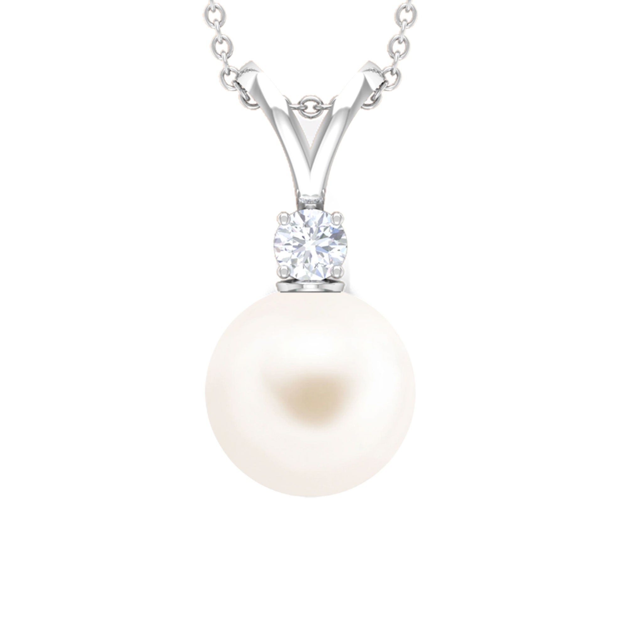 Arisha Jewels-Handpicked White Pearl Drop Pendant Necklace with Diamond