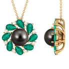 Arisha Jewels-Floral Inspired Tahitian Pearl Pendant with Emerald