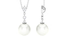 Cultured White Pearl Drop Pendant with Moissanite - Arisha Jewels