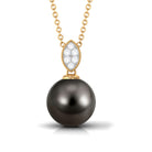 Arisha Jewels-Natural Tahitian Pearl Solitaire Pendant with Diamond