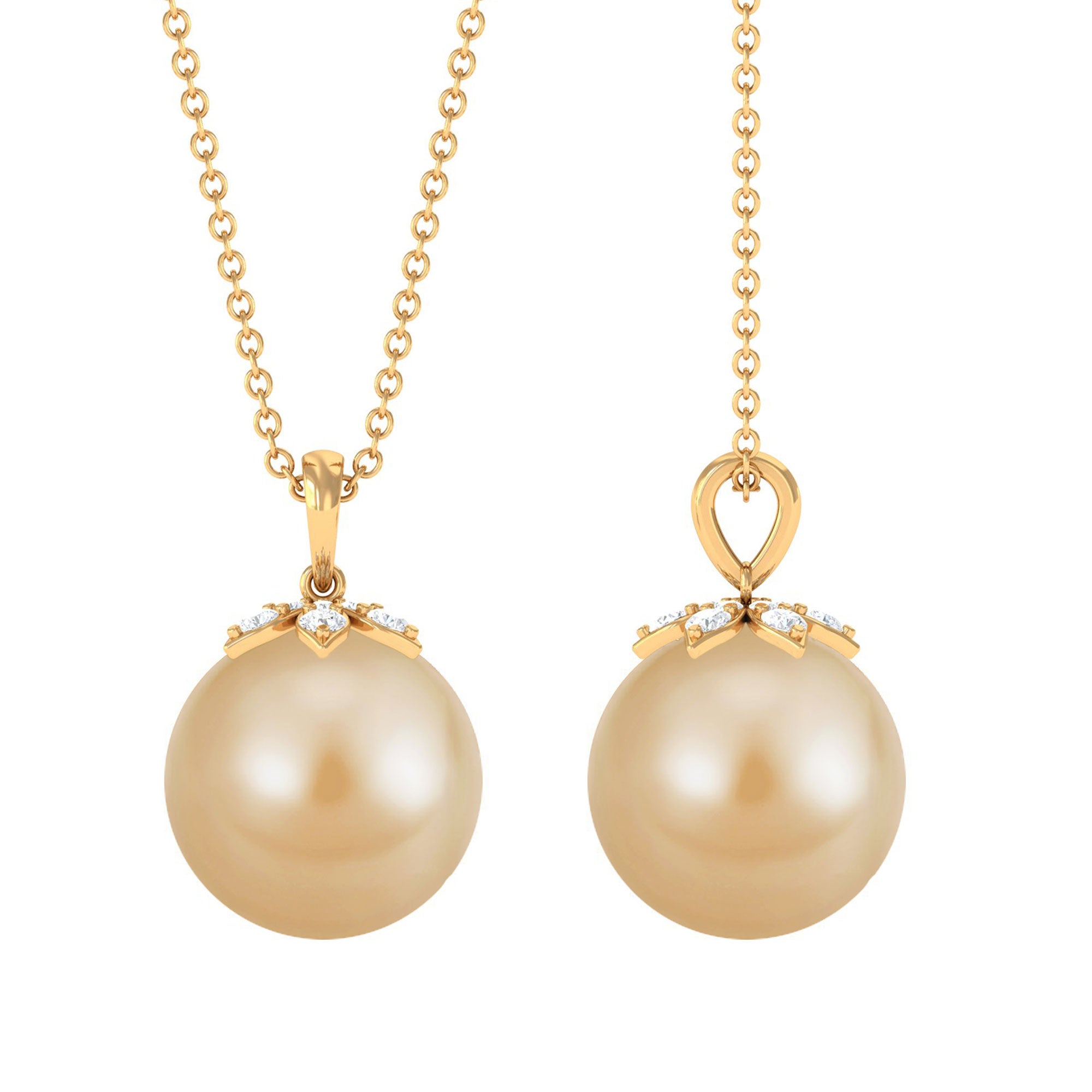 Arisha Jewels-12 MM Round South Sea Pearl Drop Pendant Necklace