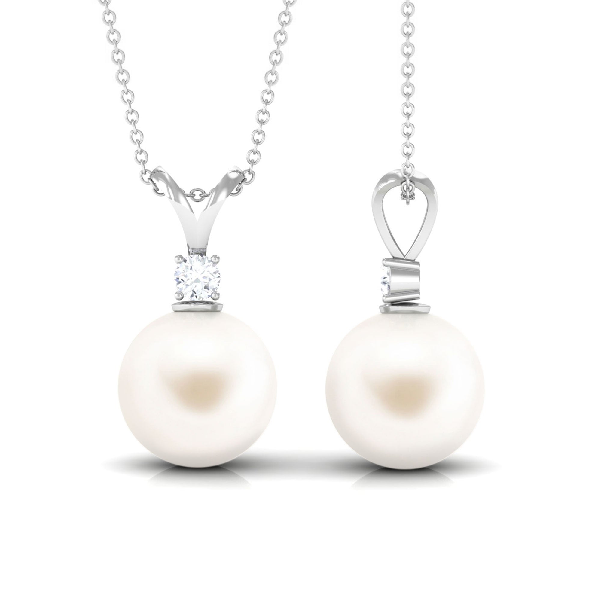 Arisha Jewels-Handpicked White Pearl Drop Pendant Necklace with Diamond