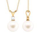 Arisha Jewels-Handpicked White Pearl Drop Pendant Necklace with Diamond