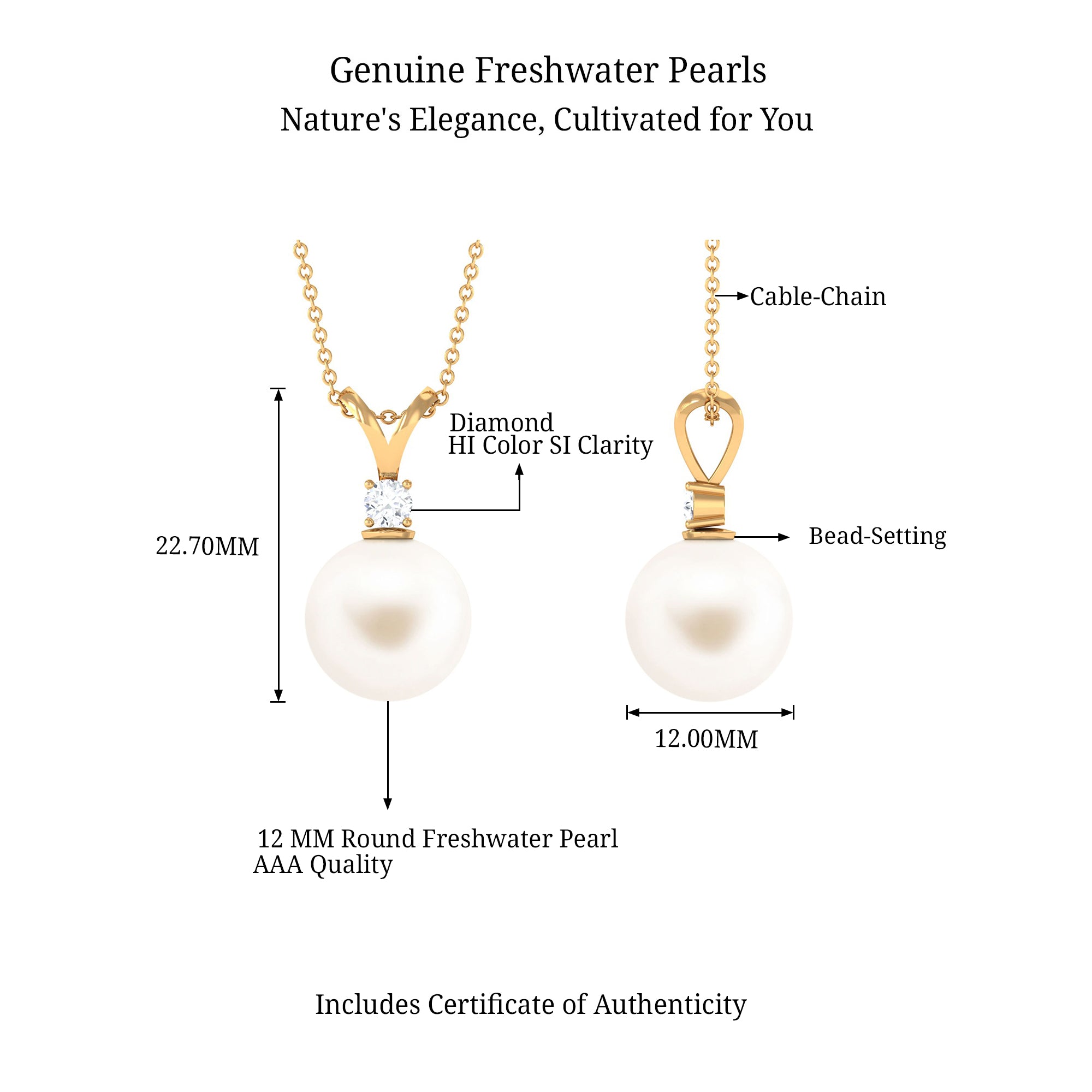 Arisha Jewels-Handpicked White Pearl Drop Pendant Necklace with Diamond