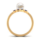 Arisha Jewels-White Pearl Solitaire Ring Set with Blue Sapphire and Diamond