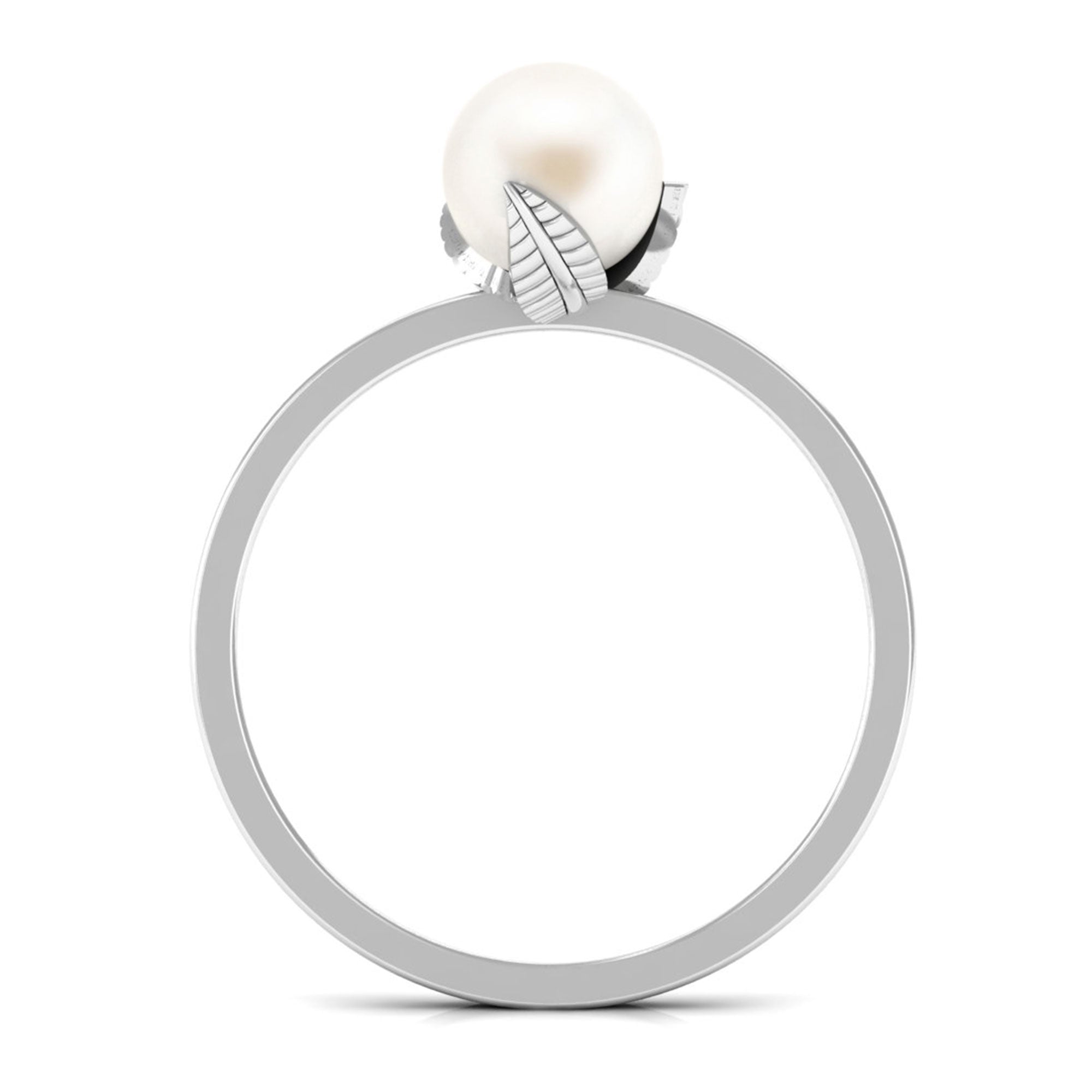 Arisha Jewels-Solitaire Freshwater Pearl Leaf Ring