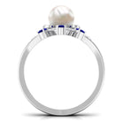 Arisha Jewels-Flower White Pearl Ring Set with V Shape Enhancer