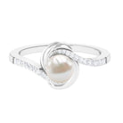 Arisha Jewels-Solitaire Freshwater Pearl Bypass Ring with Diamond