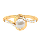 Arisha Jewels-Solitaire Freshwater Pearl Bypass Ring with Diamond