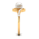 Arisha Jewels-Solitaire Freshwater Pearl Bypass Ring with Diamond