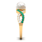 Solitaire Freshwater Pearl Infinity Ring with Emerald and Diamond Freshwater Pearl-AAAA Quality - Arisha Jewels