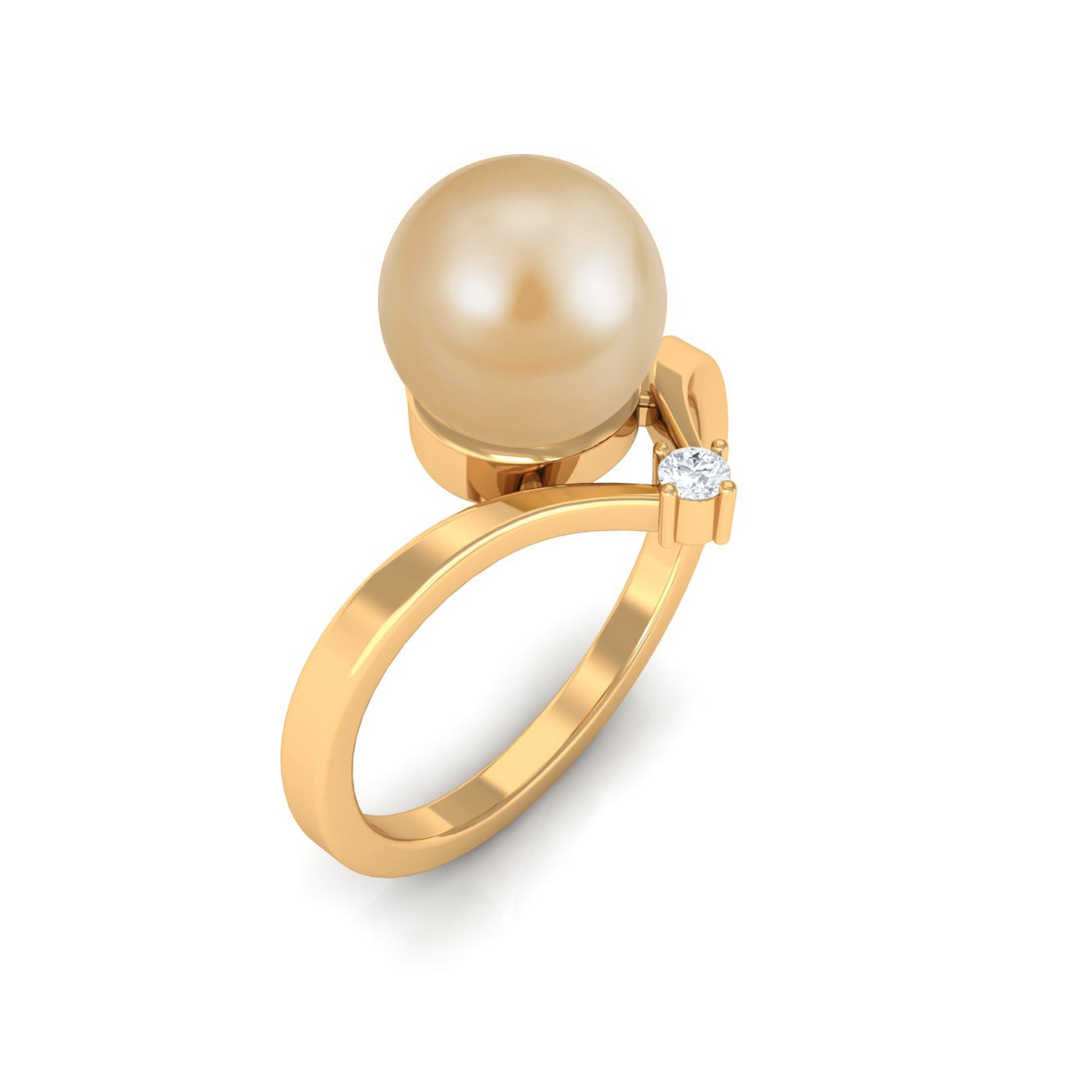 Arisha Jewels-South Sea Pearl Chevron Promise Ring with Diamond