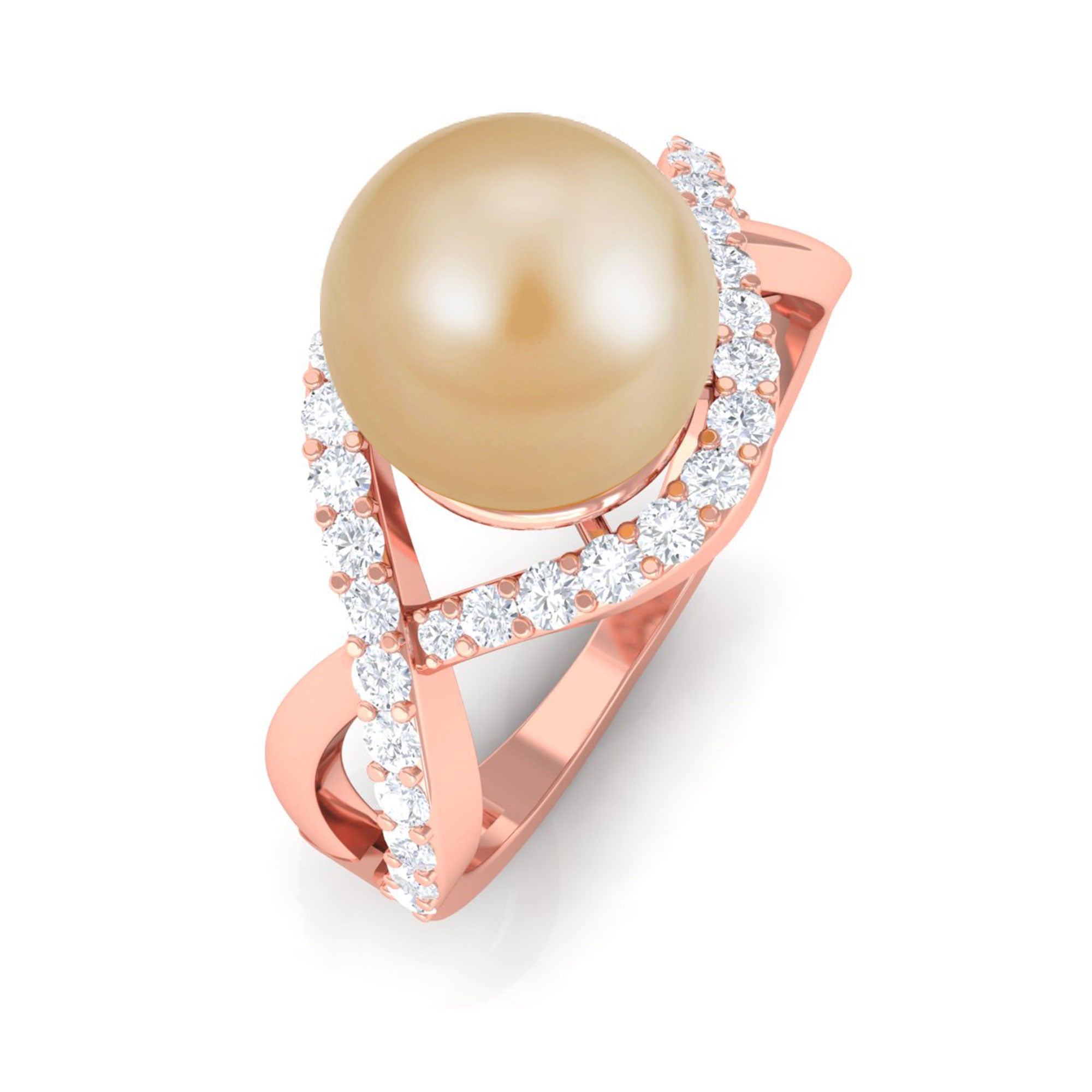 Arisha Jewels-Statement South Sea Pearl Crossover Ring with Diamond