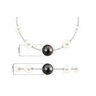 Black and White Pearl Station Chain Bracelet Tahitian pearl-AAAA Quality - Arisha Jewels