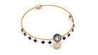 Tahitian Pearl Butterfly Charm Bracelet with Sapphire and Diamond Tahitian pearl-AAAA Quality - Arisha Jewels