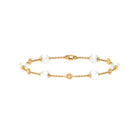 Real Freshwater Pearl Station Chain Bracelet with Diamond Freshwater Pearl-AAAA Quality - Arisha Jewels