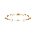 Real Freshwater Pearl Station Chain Bracelet with Diamond Freshwater Pearl-AAAA Quality - Arisha Jewels