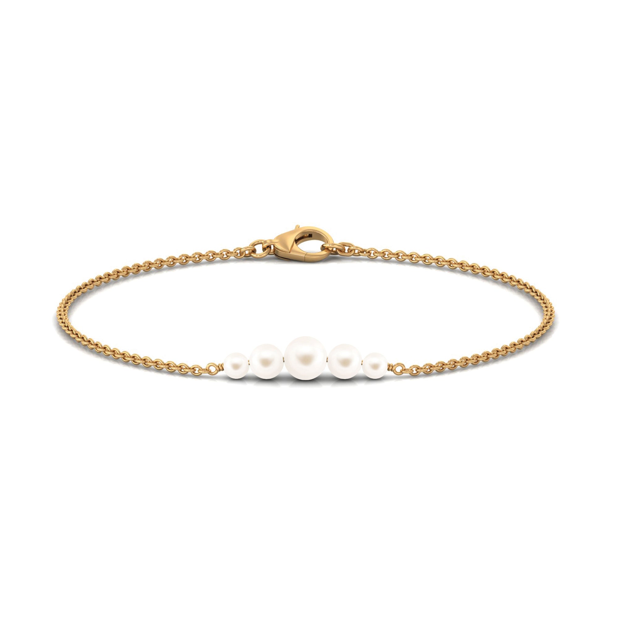 Graduated Style Freshwater Pearl Chain Bracelet Freshwater Pearl-AAAA Quality - Arisha Jewels