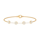 White Cultured Pearl Chain Bracelet with Diamond Freshwater Pearl-AAAA Quality - Arisha Jewels