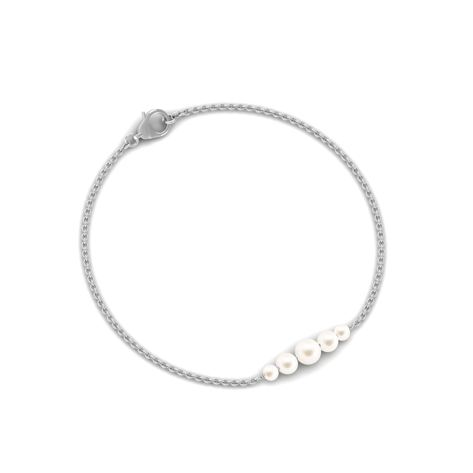 Graduated Style Freshwater Pearl Chain Bracelet Freshwater Pearl-AAA Quality - Arisha Jewels