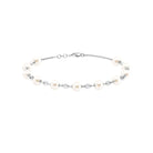 Simple Freshwater Pearl Chain Bracelet with Diamond Freshwater Pearl-AAA Quality - Arisha Jewels