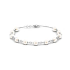 Simple Freshwater Pearl Chain Bracelet with Diamond Freshwater Pearl-AAA Quality - Arisha Jewels