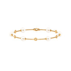 Real Freshwater Pearl Station Chain Bracelet with Diamond Freshwater Pearl-AAA Quality - Arisha Jewels