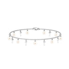 White Freshwater Pearl Bracelet with Diamond Key Charms Freshwater Pearl-AAA Quality - Arisha Jewels