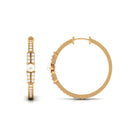 Simple Freshwater Pearl Hoop Earrings with Diamond Freshwater Pearl-AAAA Quality - Arisha Jewels