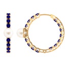 Freshwater Pearl Hoop Earrings with Blue Sapphire Freshwater Pearl-AAAA Quality - Arisha Jewels