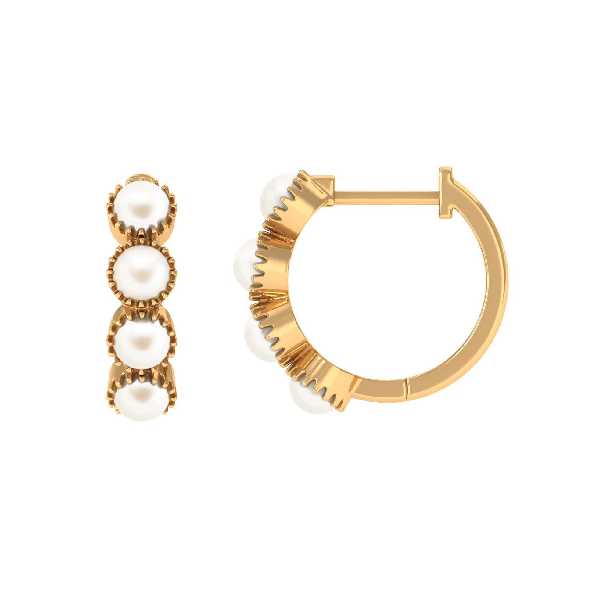 Minimal Hoop Earrings with Freshwater Pearl Freshwater Pearl-AAAA Quality - Arisha Jewels