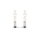 Classic Freshwater Pearl Half Hoop Earrings with Diamond Freshwater Pearl-AAAA Quality - Arisha Jewels