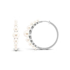 Elegant Freshwater Pearl Hoop Earrings in Graduated Style Freshwater Pearl-AAA Quality - Arisha Jewels