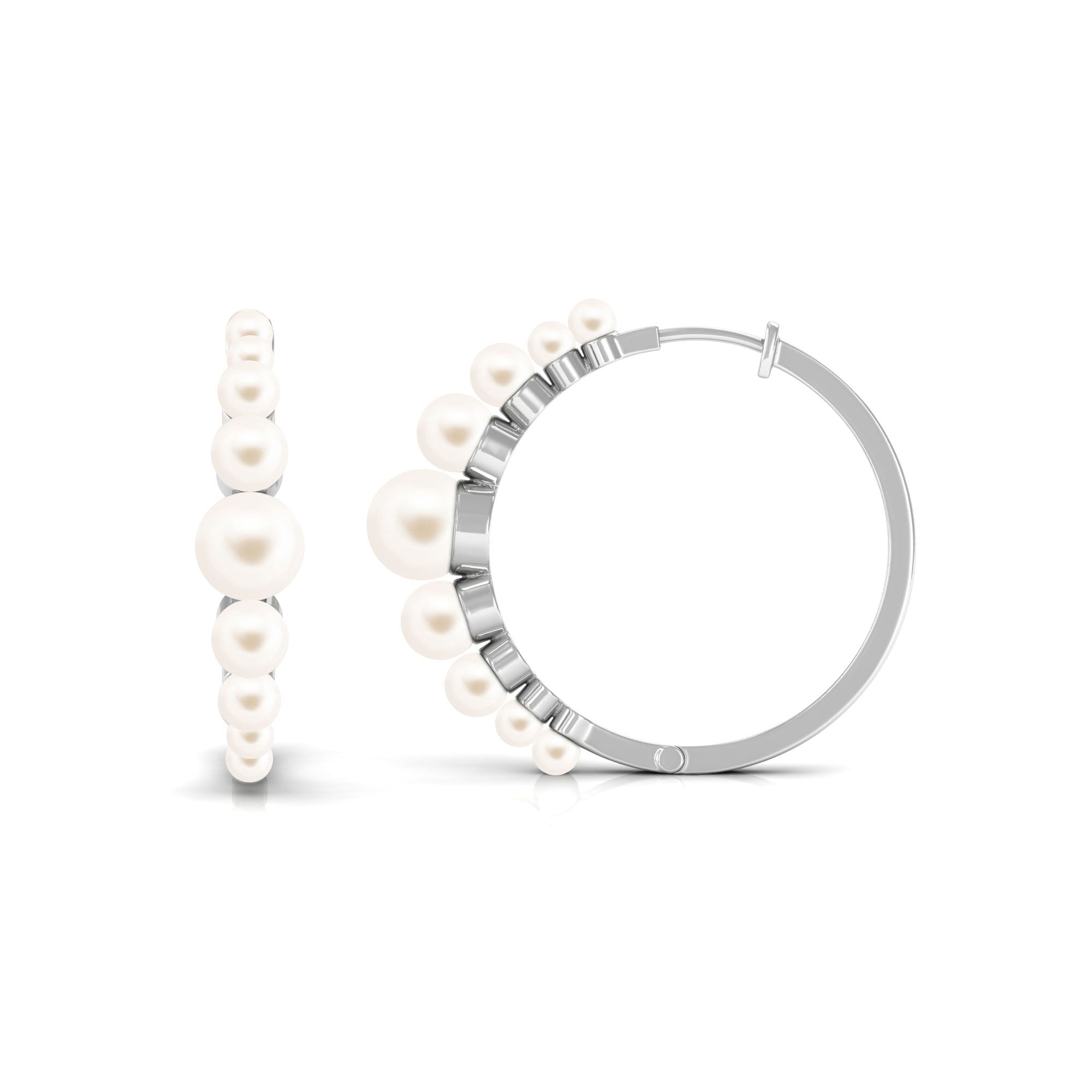 Elegant Freshwater Pearl Hoop Earrings in Graduated Style Freshwater Pearl-AAA Quality - Arisha Jewels