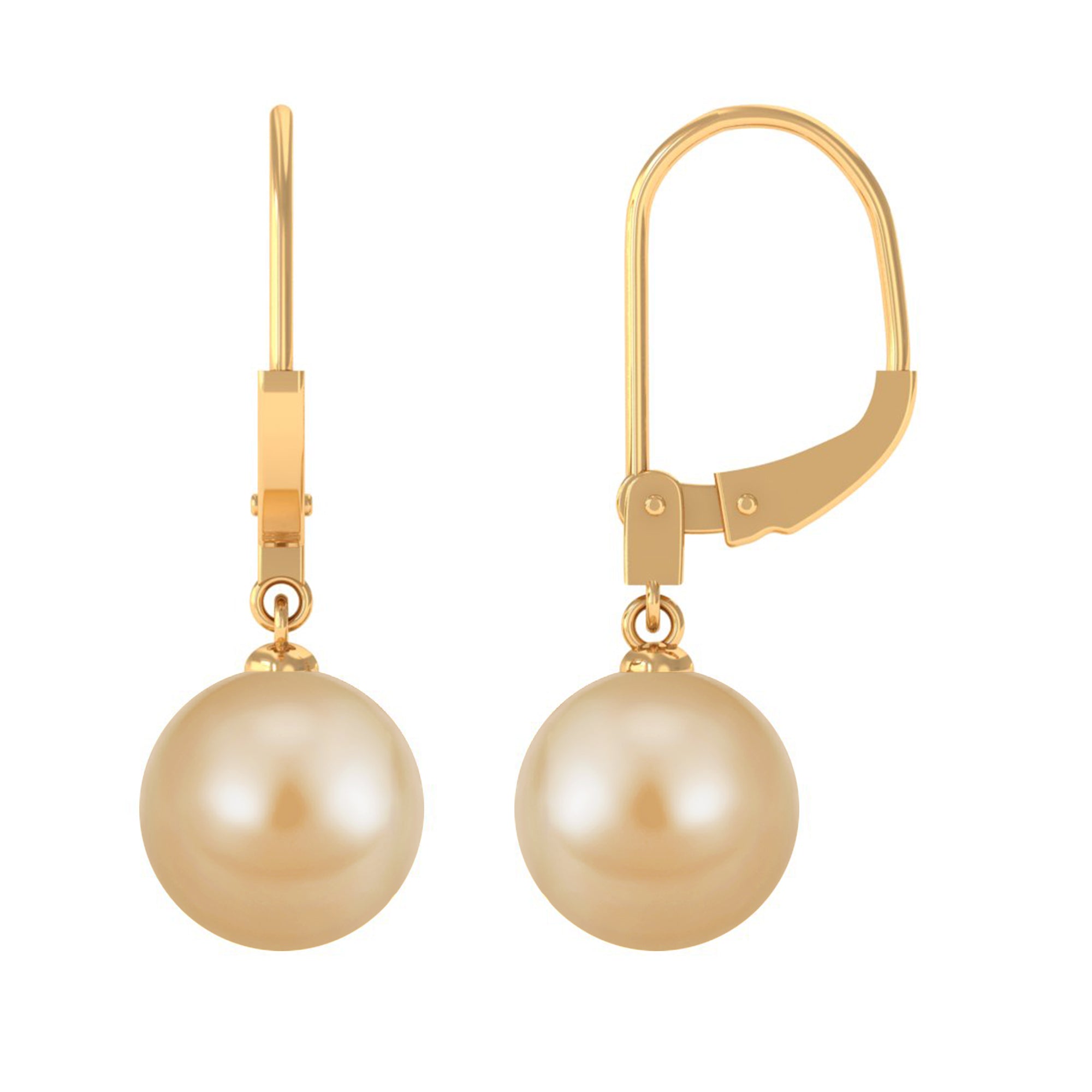 Golden South Sea Pearl Drop Earrings South Sea Pearl - ( AAA ) - Quality - Arisha Jewels