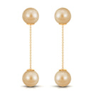 Simple South Sea Pearl Two Stone Dangle Earrings South Sea Pearl - ( AAA ) - Quality - Arisha Jewels