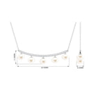 Real Freshwater Pearl Curved Bar Necklace with Diamond Freshwater Pearl-AAAA Quality - Arisha Jewels