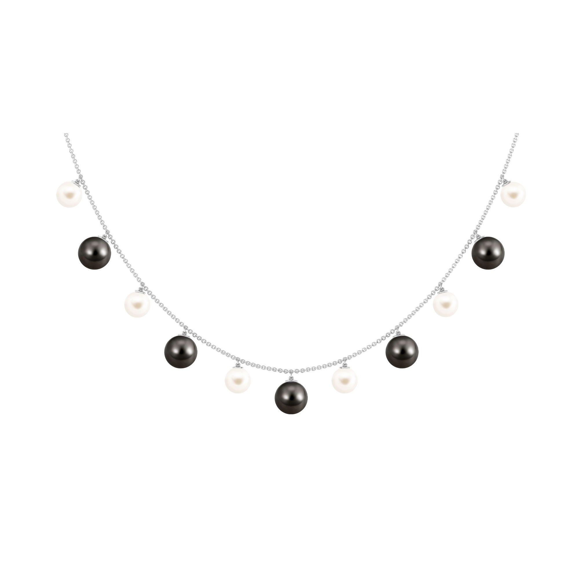 Black and White Pearl Layered Necklace Tahitian pearl-AAAA Quality - Arisha Jewels