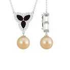 Arisha Jewels-Vintage Inspired South Sea Pearl Drop Necklace with Garnet and Diamond