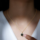 Minimal Black Pearl Pendant with Diamond Halo Tahitian pearl-AAA Quality - Arisha Jewels