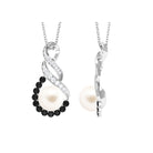 Arisha Jewels-Freshwater Pearl Infinity Dangle Pendant with Black and White Diamond