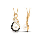 Arisha Jewels-Freshwater Pearl Infinity Dangle Pendant with Black and White Diamond