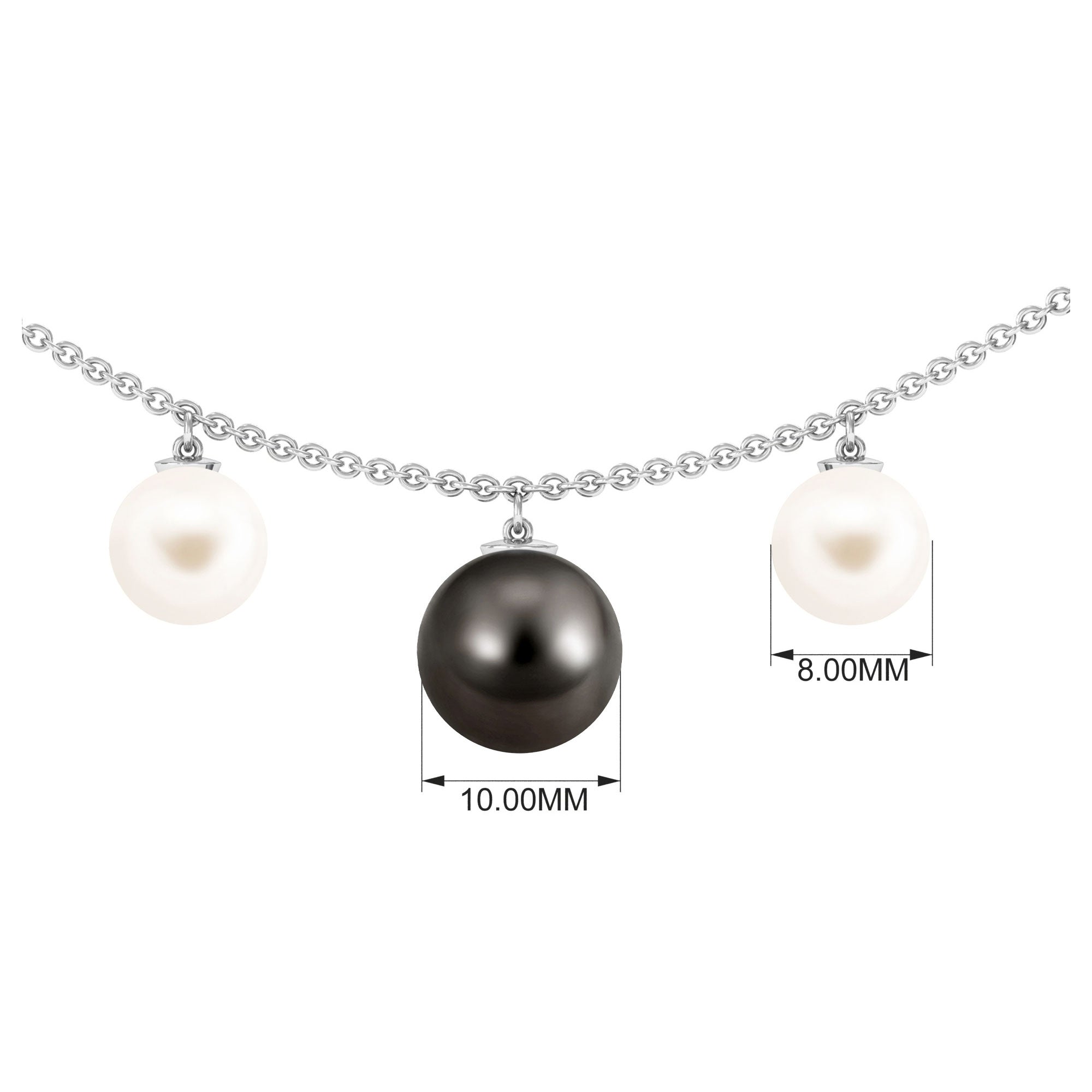 Black and White Pearl Layered Necklace Tahitian pearl-AAA Quality - Arisha Jewels