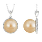 Golden South Sea Pearl Pendant with Rope Frame South Sea Pearl - ( AAA ) - Quality - Arisha Jewels