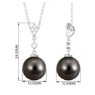 Tahitian Pearl and Diamond Bridal Drop Pendant Tahitian pearl - ( AAA ) - Quality - Arisha Jewels