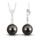 Tahitian Pearl and Diamond Bridal Drop Pendant Tahitian pearl - ( AAA ) - Quality - Arisha Jewels